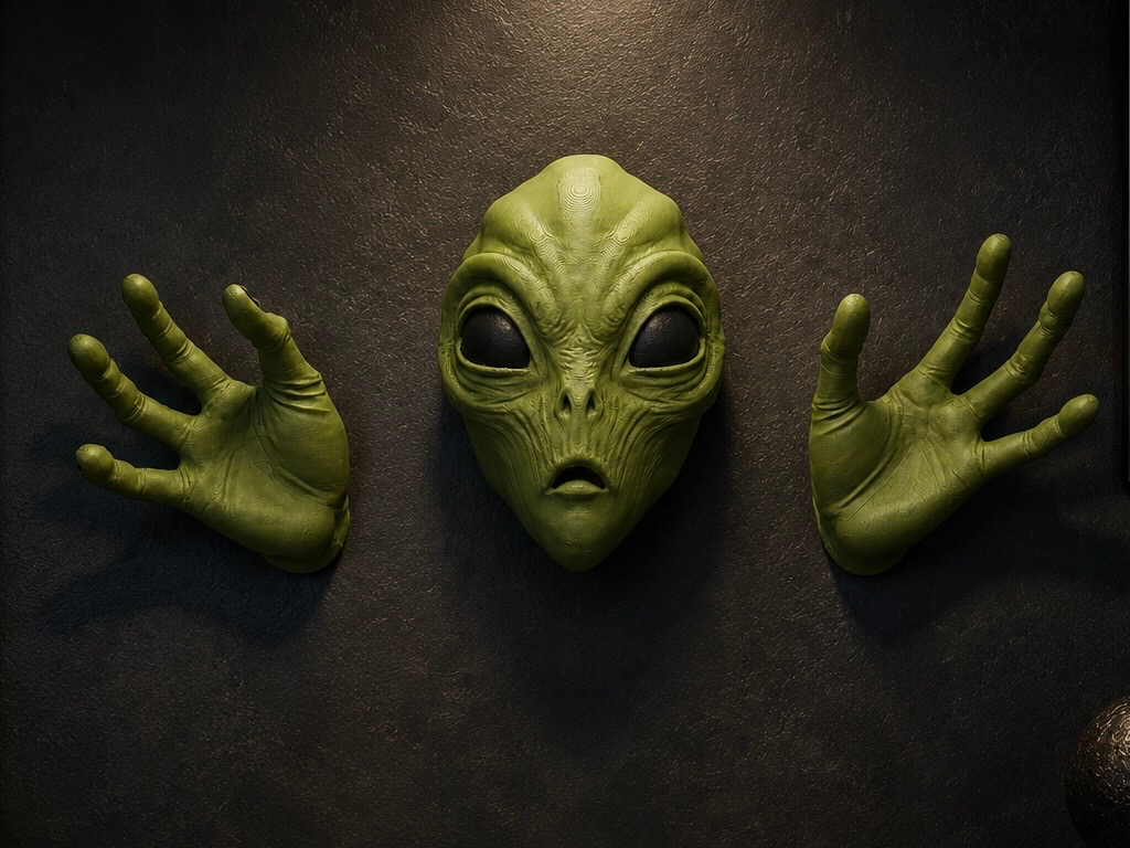 Alien Wall Display – Head & Hands Decor Set - 1