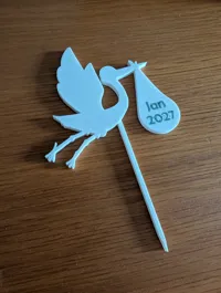 Stork baby caketopper - customizable text - brims