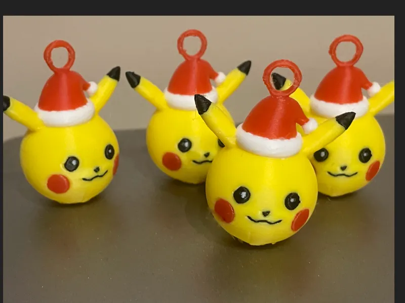 Pikachu Santa Hat Ornament 3D Print Pokémon Bauble