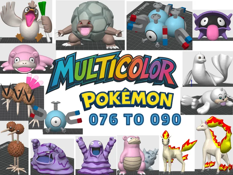 Multicolor Pokemon 076 to 090 (Gen 1) 