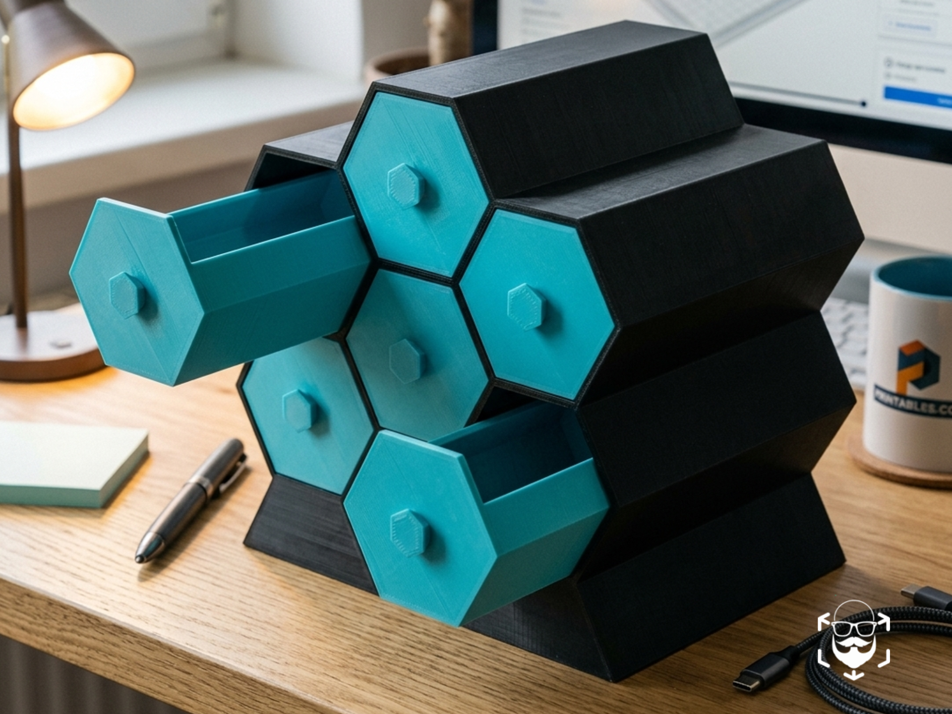 Modular Honeycomb Desktop Organizer
