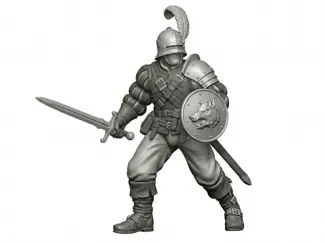 Swordsman with buckler and helmet