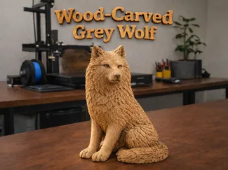 Wood-Style Decorative Wolf