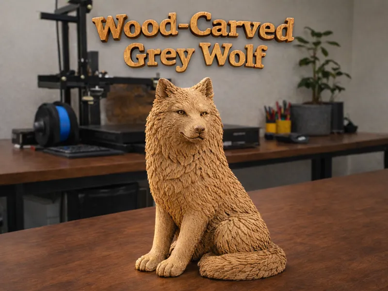 Wood-Style Decorative Wolf