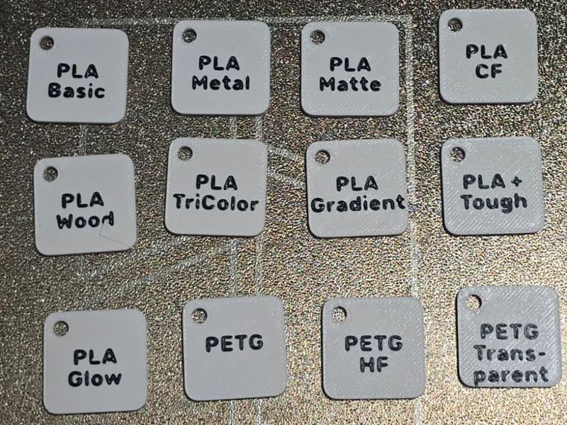 Two Color Filament Type Identification Swatch