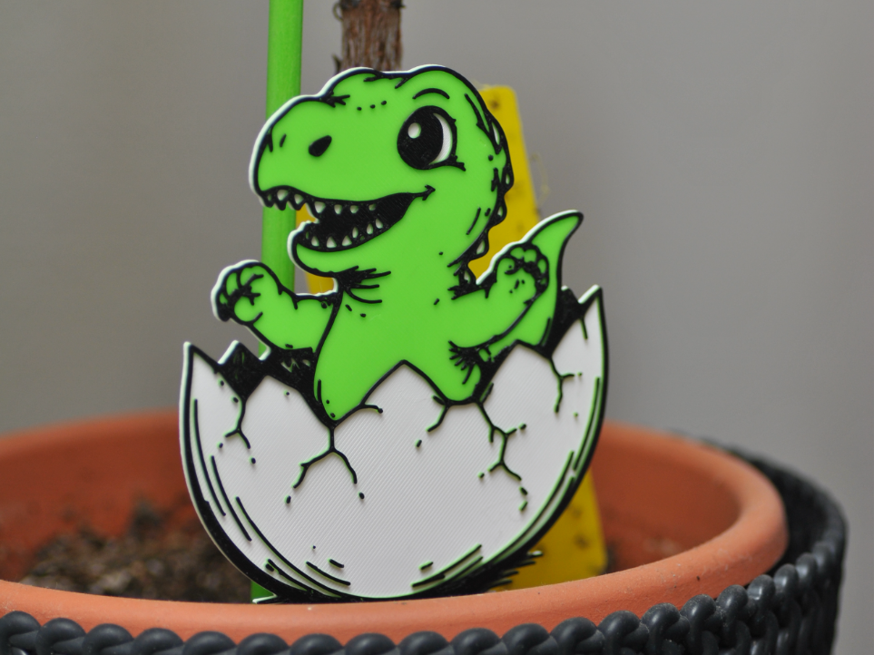 Cute Dino Easter Plant Stake  (Easy Print)