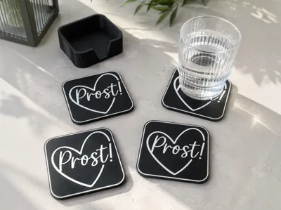 Modern Coaster Set with Holder
