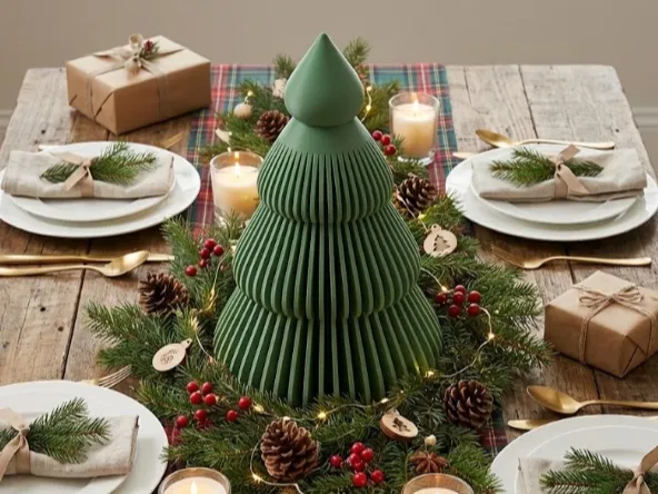 Minimalist Ribbed Holiday Tree Decoration