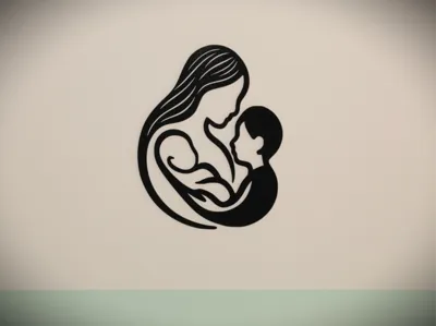 Mother, son and baby wall art