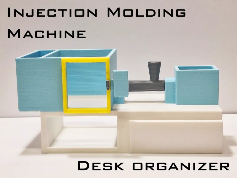 Injection molding machine desk organizer