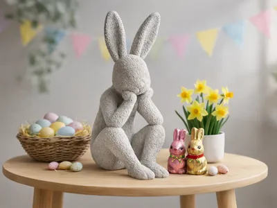 Modern Easter Bunny – Minimalist Sculpture Fuzzy