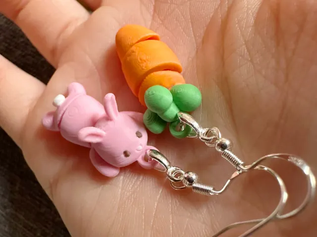 Bunny and Carrot earring set articulated
