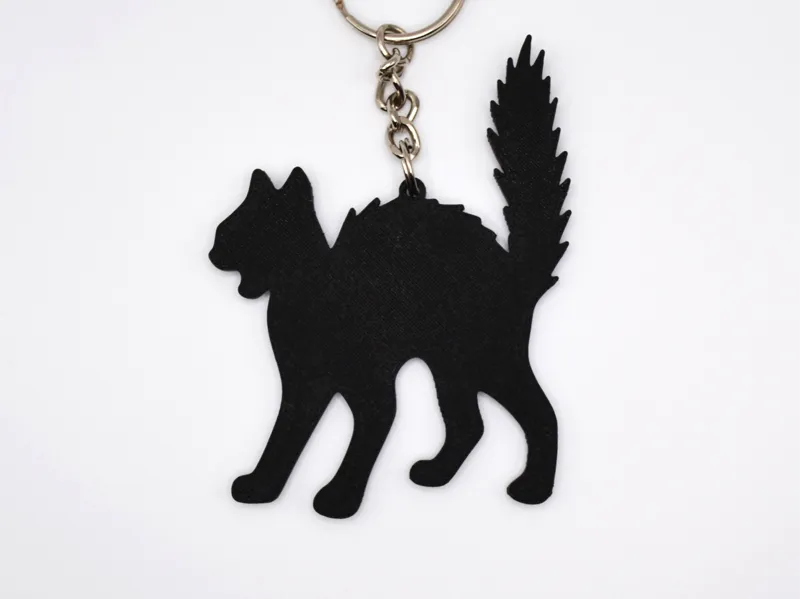 Simple Easy Halloween Black Cat Keychain