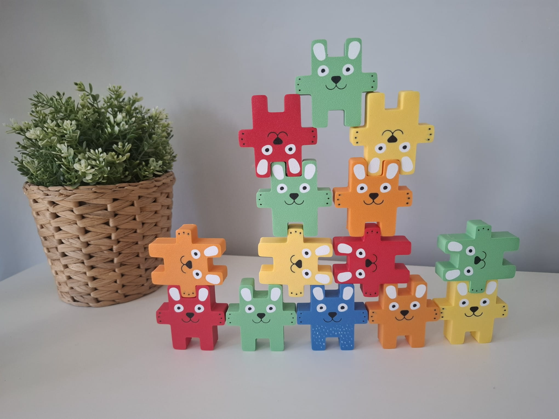 Stacking Bunnies Blocks with Challenge Cards