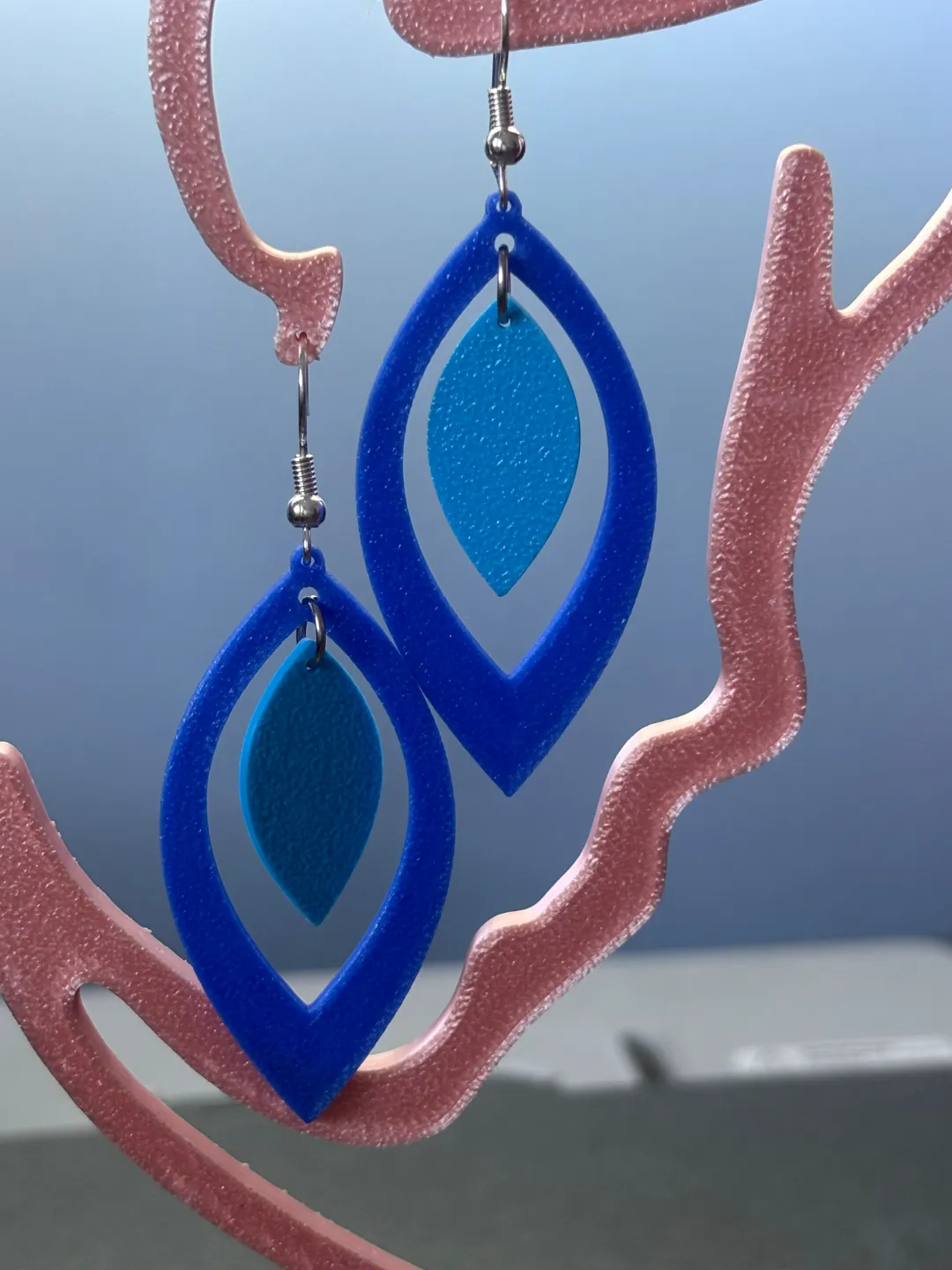 Earrings hanging with Two Drops view 3