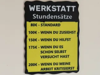 Lustiges Werkstattschild