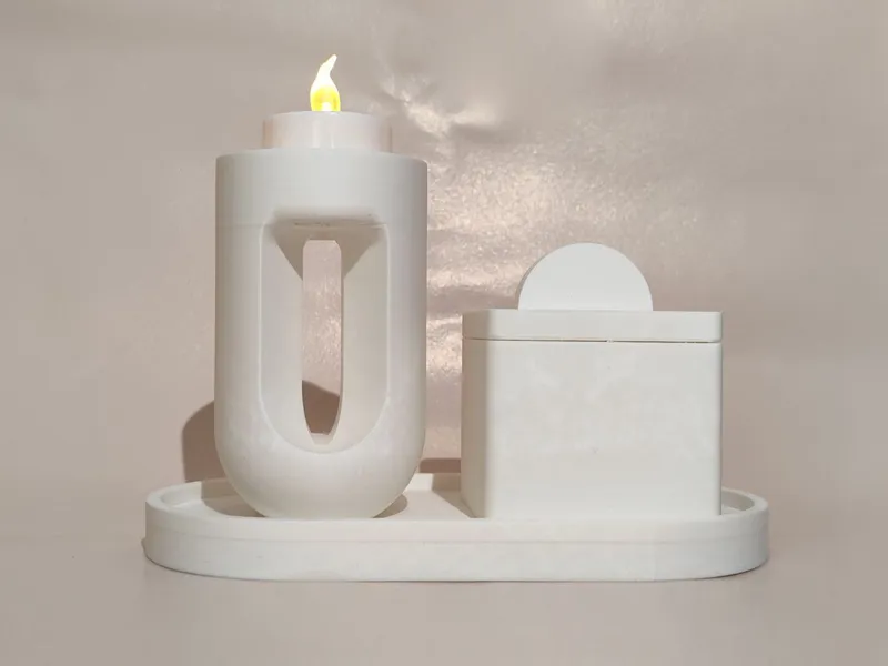 Nordic Bathroom Set (Tray, Candle Holder, Box)
