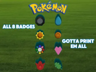 Pokemon All 8 Gym Badges ( Gotta Print Em All :D )