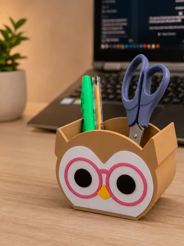 Accesorio para impresora 3D: Porta-Canetas Coruja - Sem AMS — vista de referencia 2