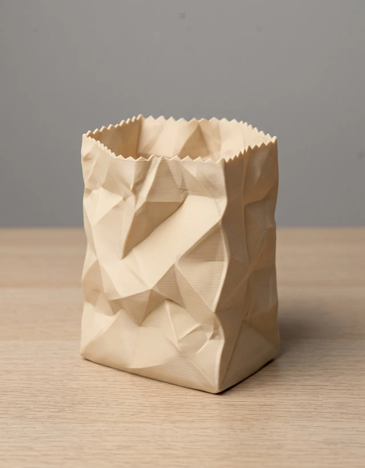 Crumpled Paper Bag Pen Holder - Desk Organizer view 2
