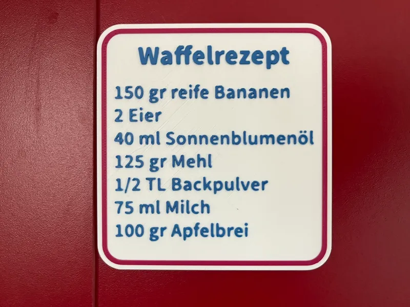 Schild Waffelrezept [95x100 mm]