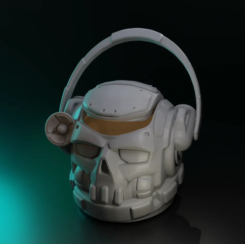 Mechskull Candy Bucket for Halloween - Free 3D Print Model - MakerWorld