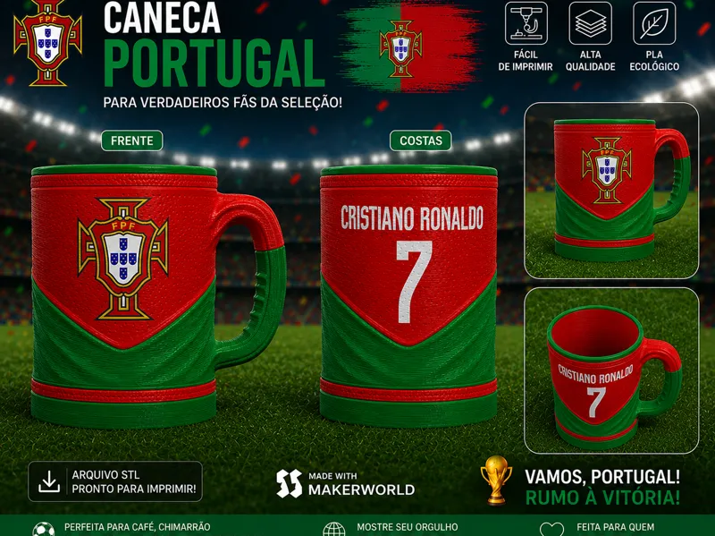 Caneca Copa do Mundo Personalizável PORTUGAL!