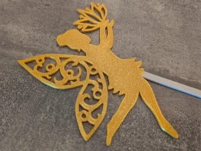 Cute Golden Fairy Cake Topper