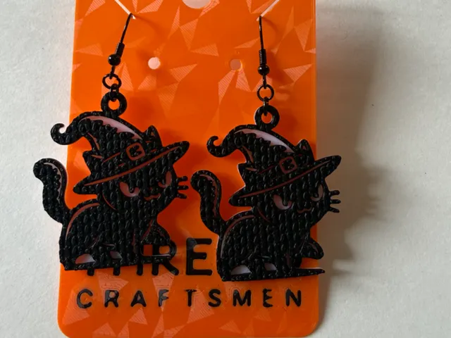 Knit Black Cat Earrings