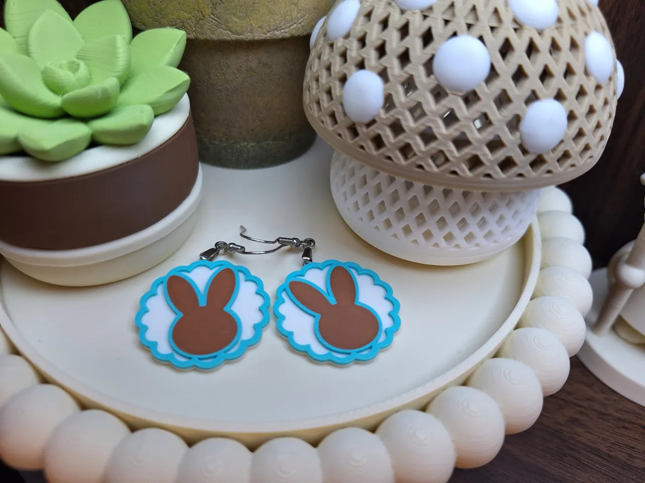 Scalloped Bunny Easter Earrings view 2