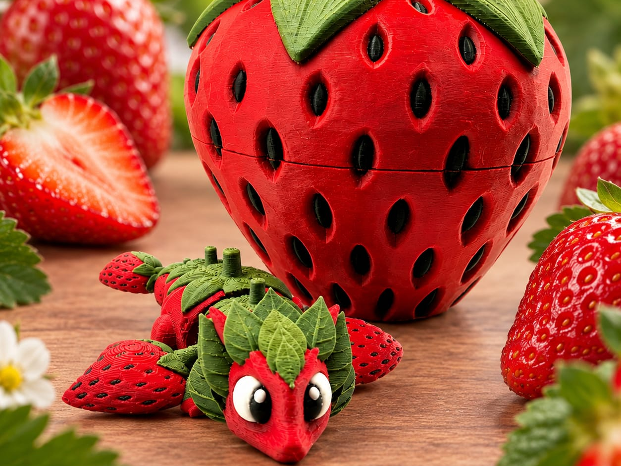 Erdbeerdrache mit Ei 3D model