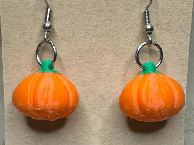 Halloween pumpkin earrings.