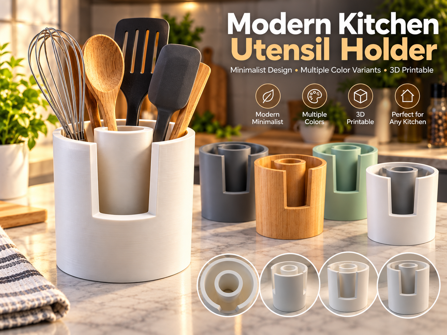 Minimalist Kitchen Utensil Holder 3D model