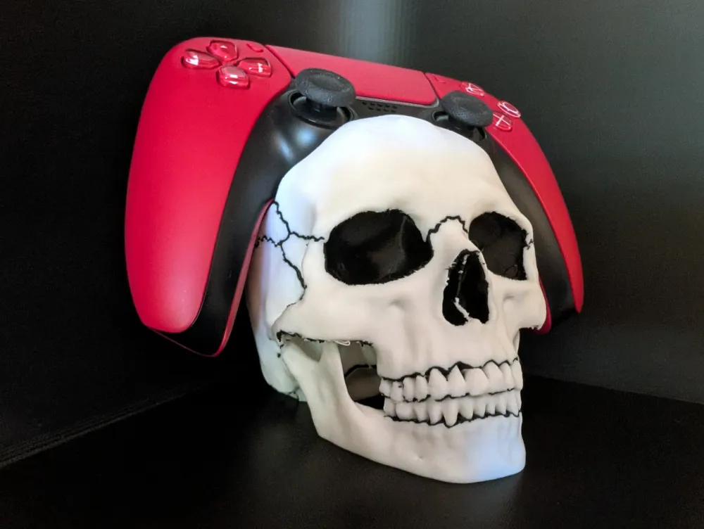 PS5 Controller Stand Holder Skull - Free 3D Print Model - MakerWorld