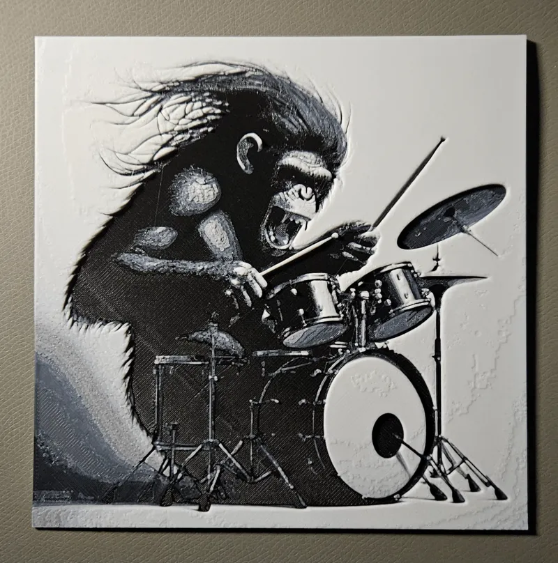Chimpanzee plays drums