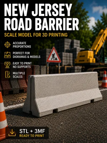 Escenografía en miniatura: Concrete New Jersey Road Barrier – Scale Model — vista de referencia 2