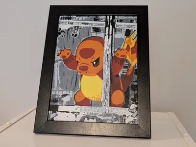 Window Charmander Pokemon 6x8 Hueforge - Two Parts