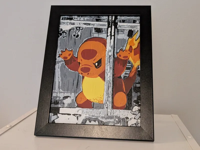 Window Charmander Pokemon 6x8 Hueforge - Two Parts