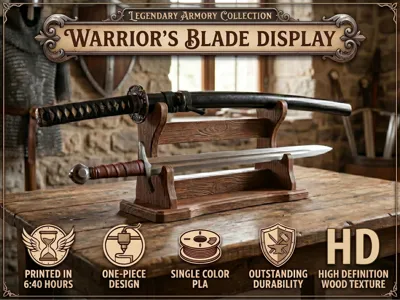 Warriors Blade Display - Realistic Wood Grain - 