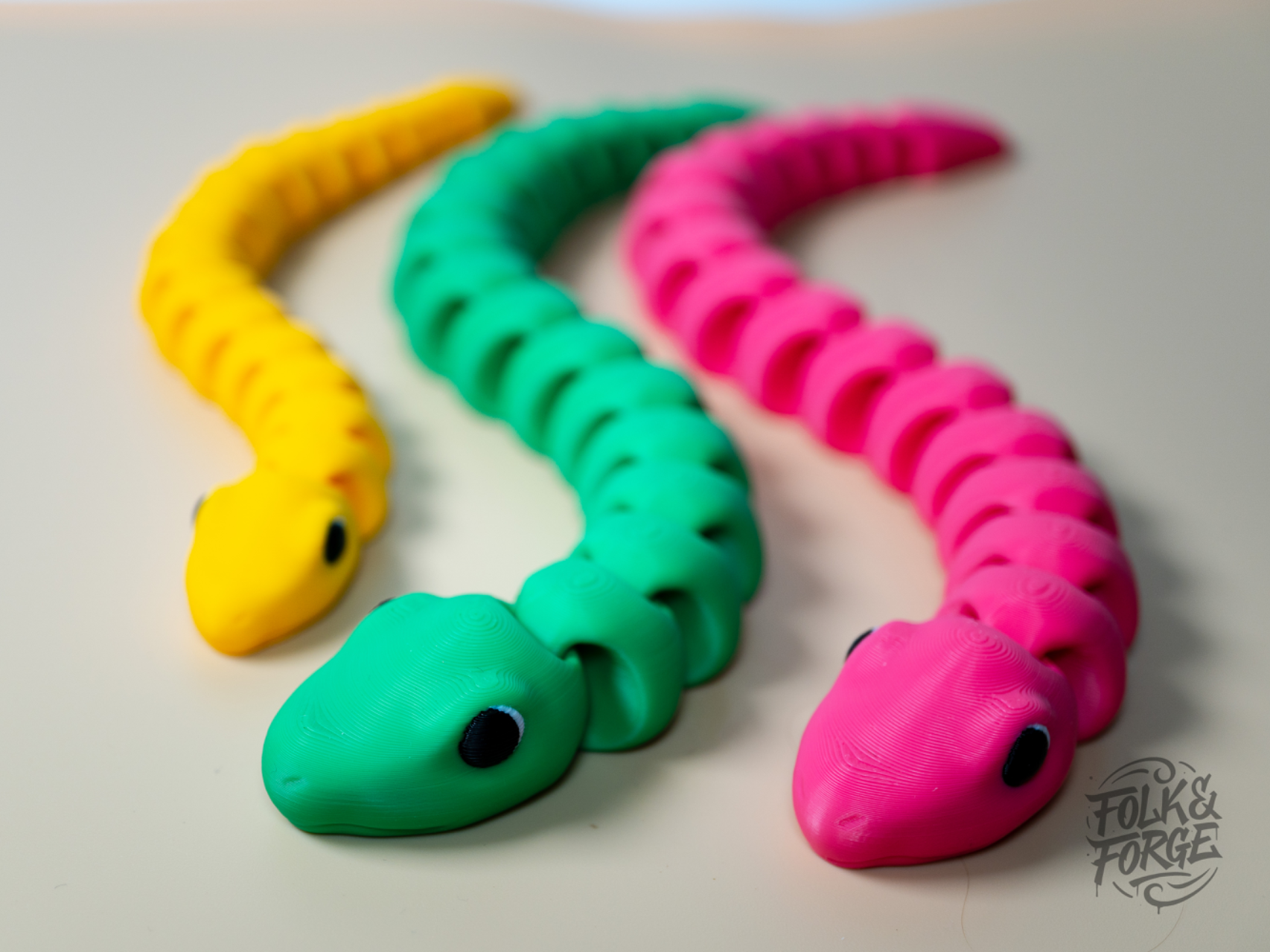 Chunky Noodle Snake, Flexi Print in Place Toy