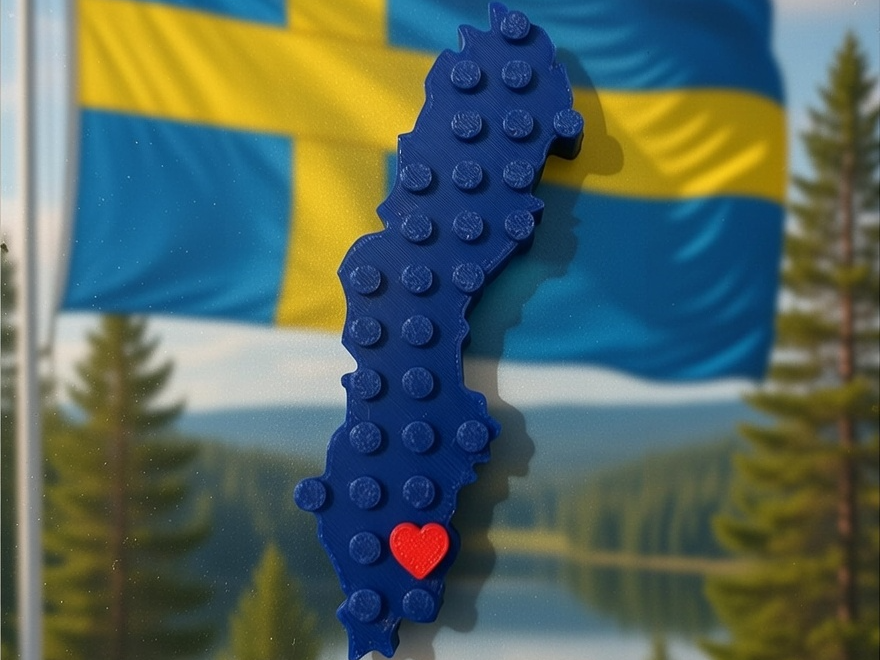 Sweden Brick magnet with movable heart