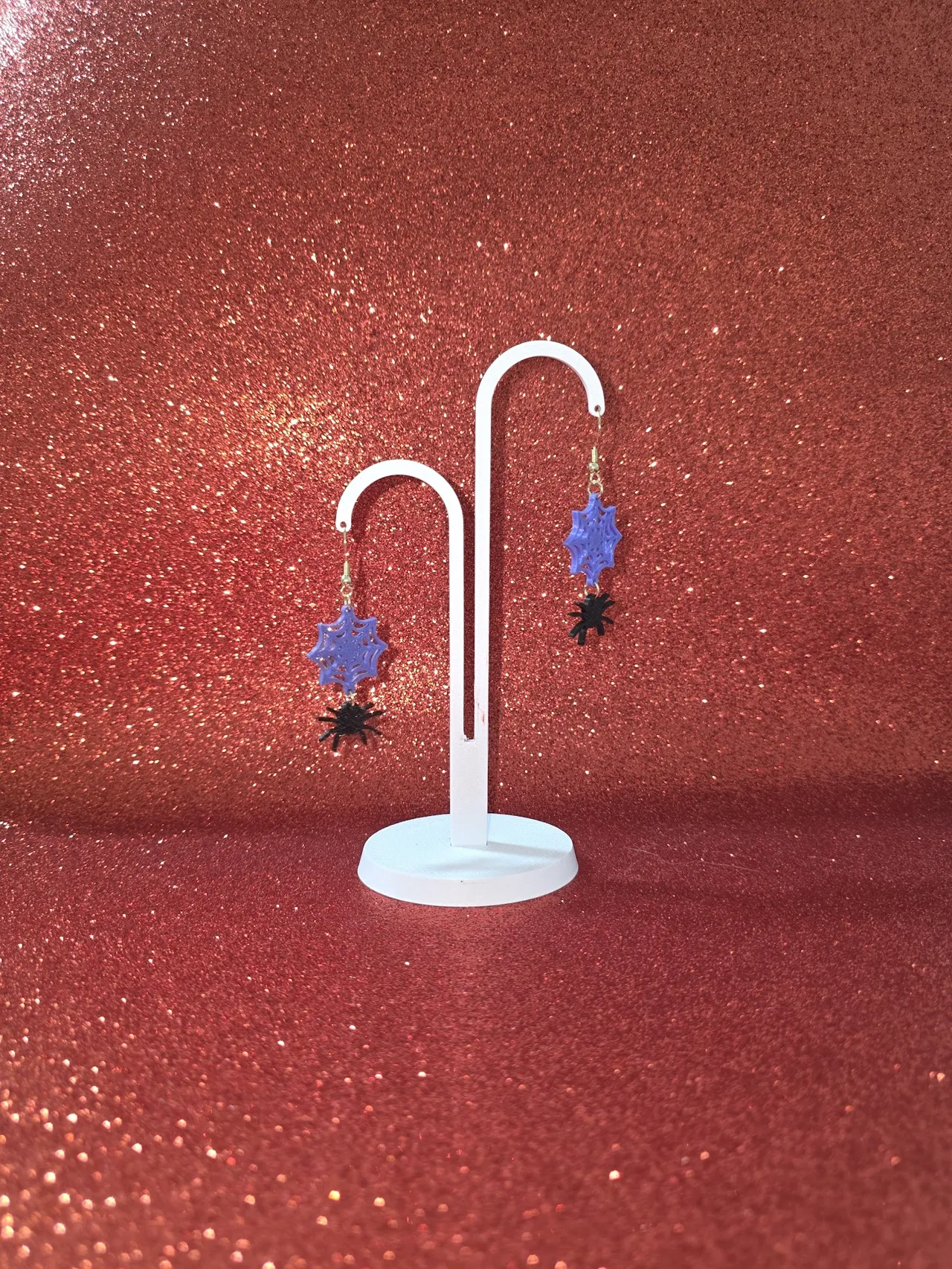 Spider and cobweb earrings view 3