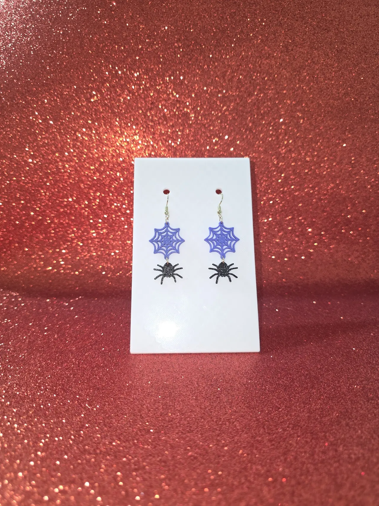 Spider and cobweb earrings view 2