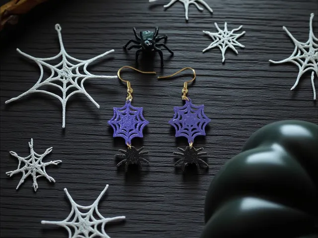 Spider and cobweb earrings