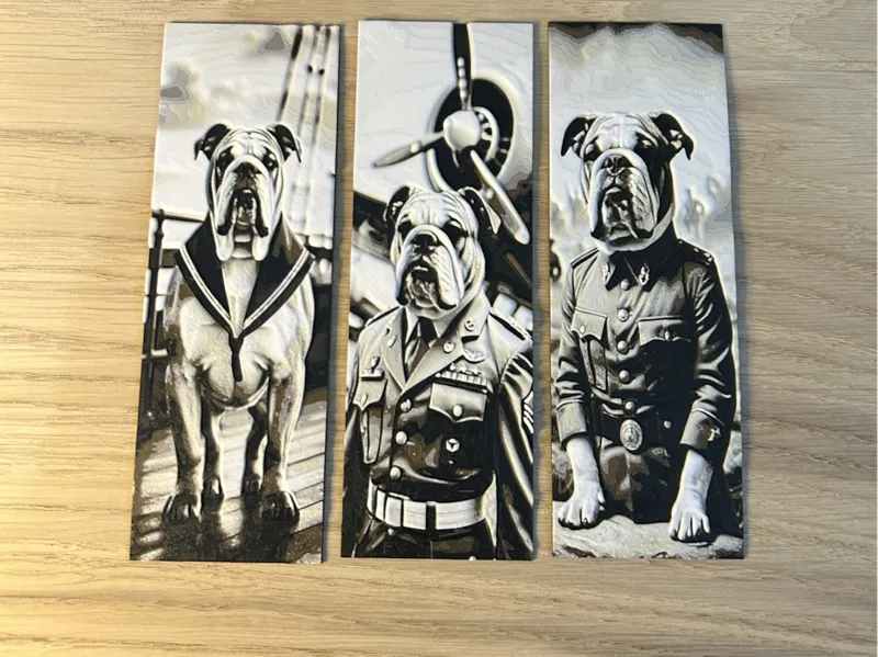 Hueforge Bookmarks, Set of 3 Armed Forces Bulldogs