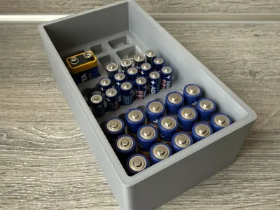 Battery Storage Box for AA, AAA, 9V & Button Cells