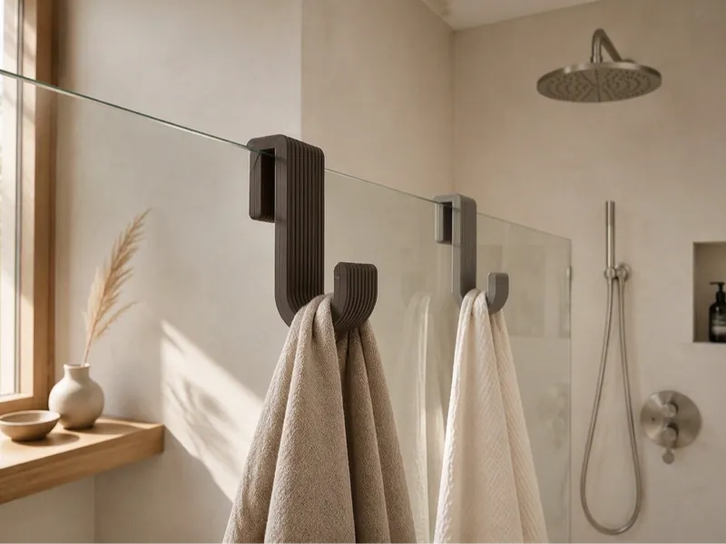 Japandi Style Over-Glass Shower Towel Hook