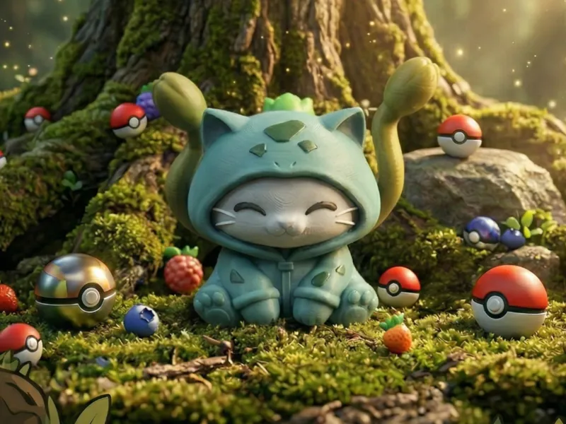 001 BulbaMeow - Bulbasaur Pokemon cat figurine