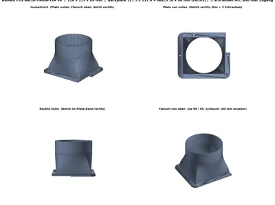 Bambu P1S Exhaust Adapter 100 mmCutout for AMS Hub