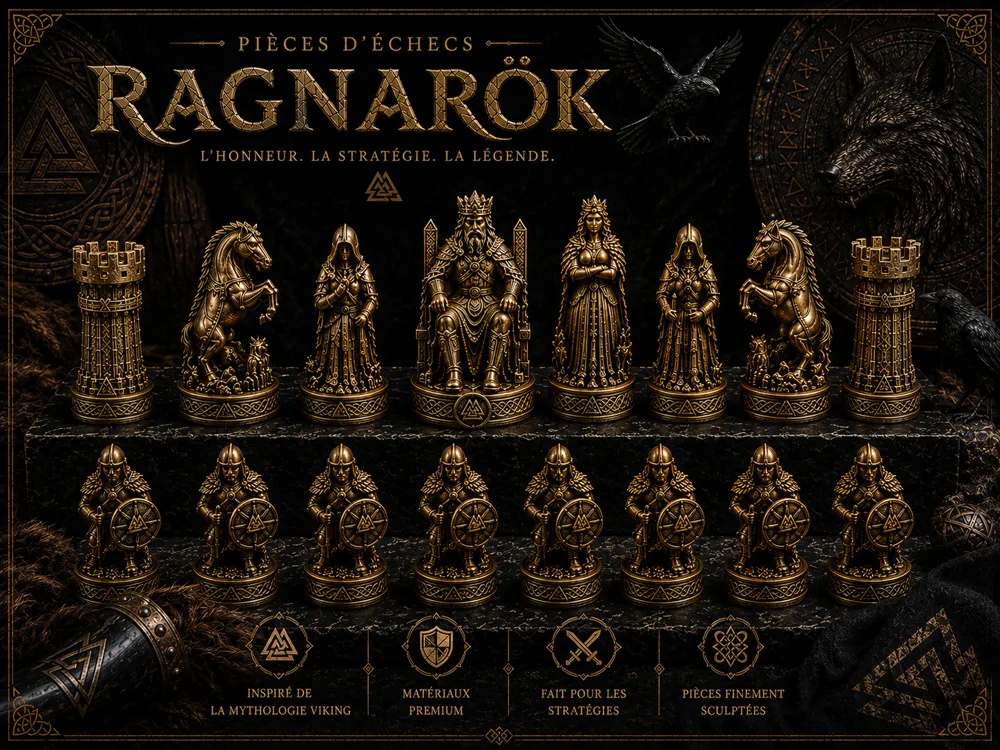 Tapa o cubierta: Pièces d’échecs Ragnarök Vikings. Referencia del modelo original.
